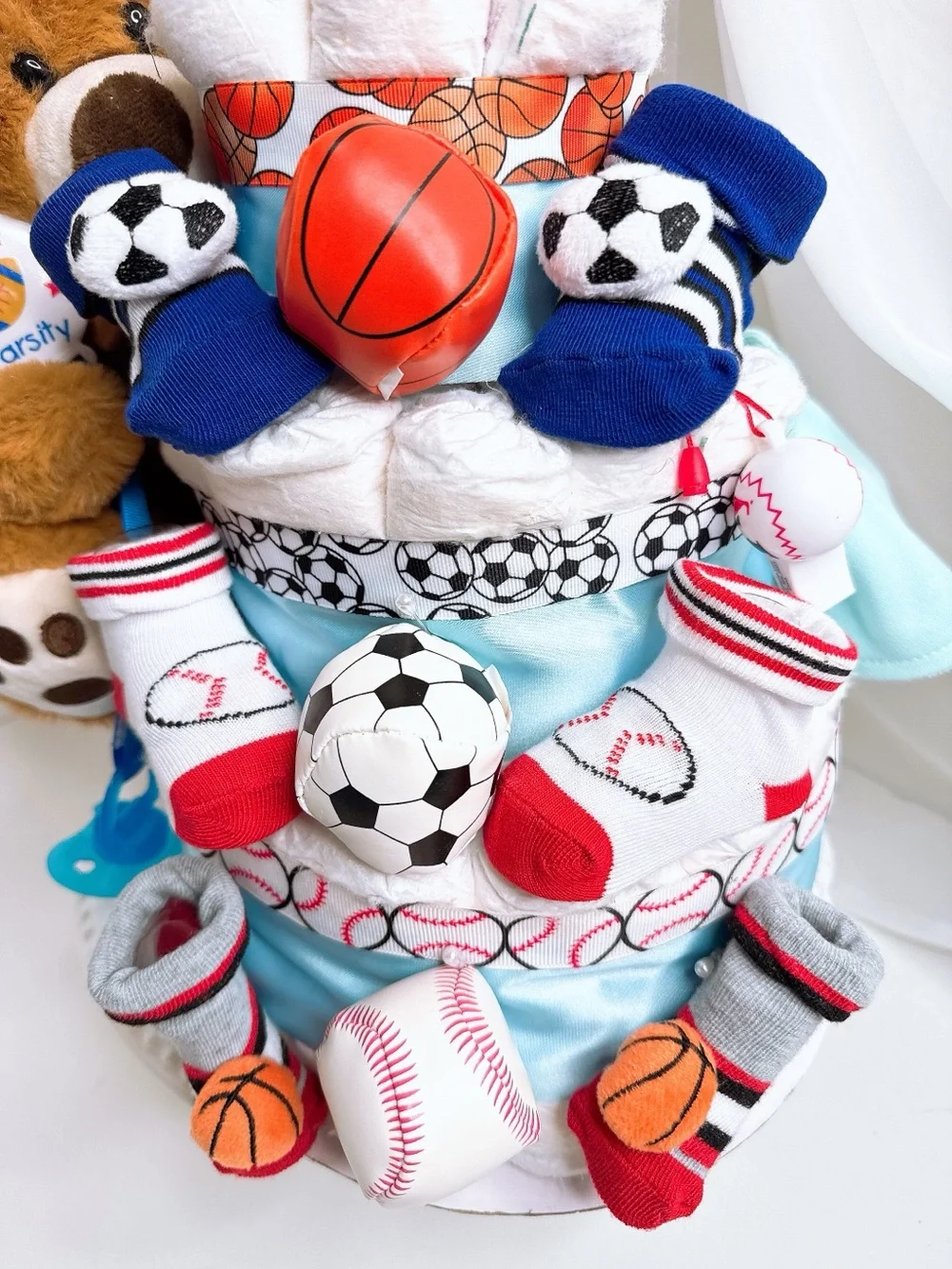 Sports Diaper Cake, Teddy Bear Diaper Cake, Baby Shower Gift